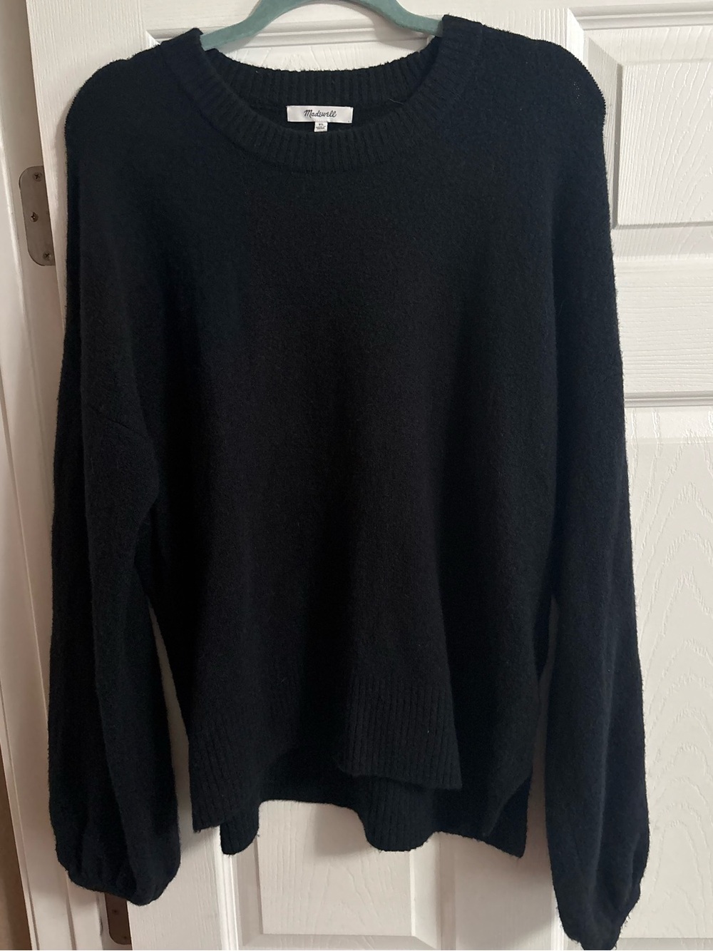 Madewell 30% wool 10% alpaca navy crewneck sweater fall quiet luxury XL